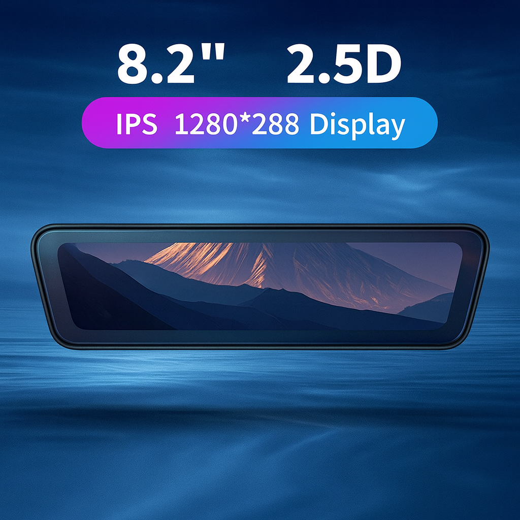 Live-Streaming Rear View Mirror with Front & Rear Cameras (8.2 Inch)