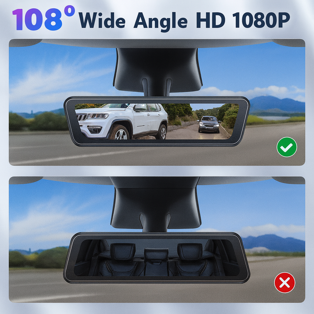 Live-Streaming Rear View Mirror with Front & Rear Cameras (8.2 Inch)