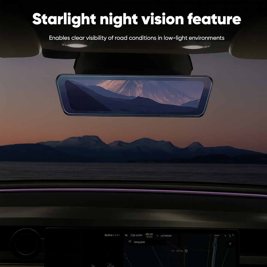 Live-Streaming Rear View Mirror with Front & Rear Cameras (8.2 Inch)