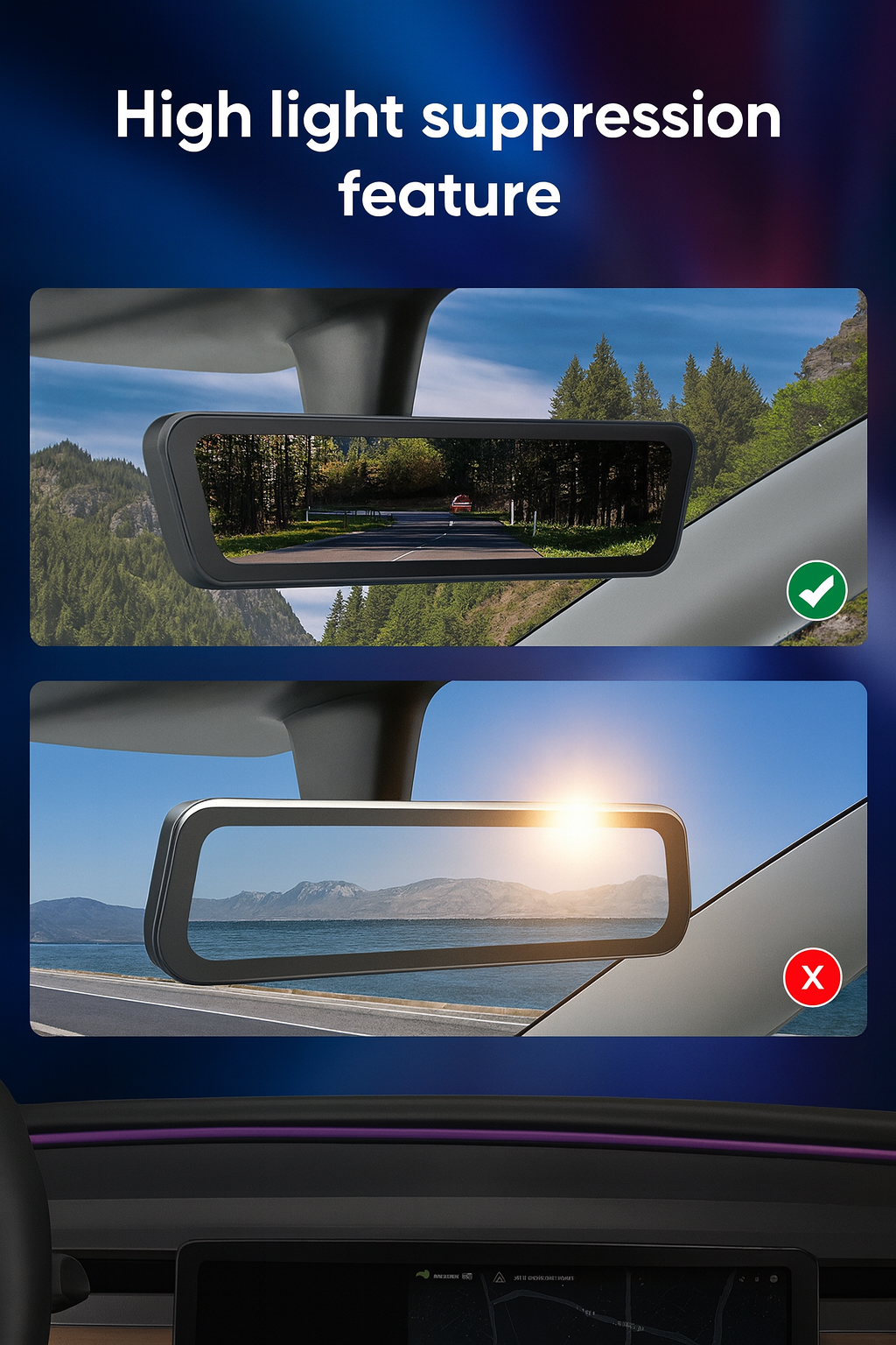 Live-Streaming Rear View Mirror with Front & Rear Cameras (8.2 Inch)